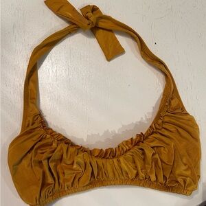 J. Crew Mustard Yellow Ruched Halter Bikini Top